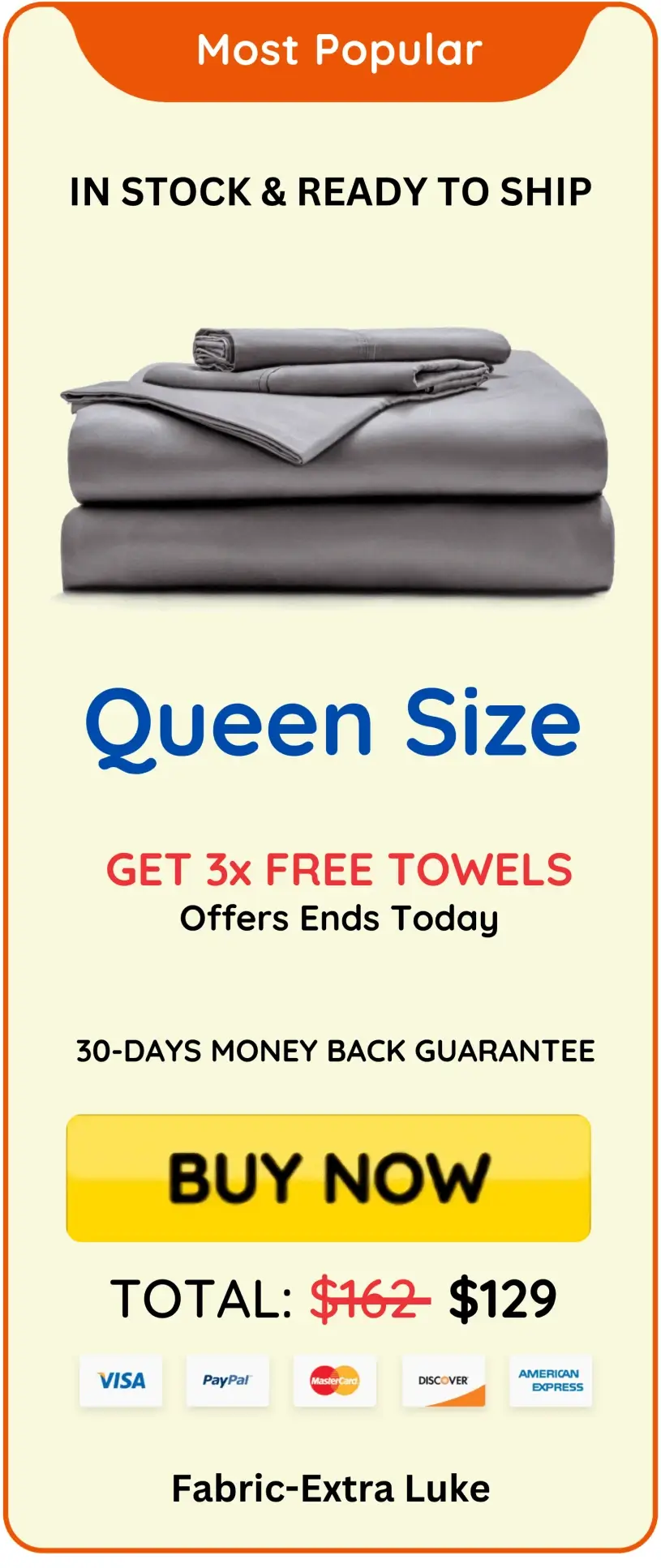 Queen Size Miracle Sheets in grey with price drop, free towels, and ready-to-ship label